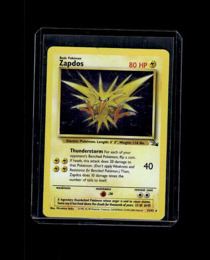 Zapdos (15) - Fossil #15/62 Holo Rare Raw Pokemon TCG