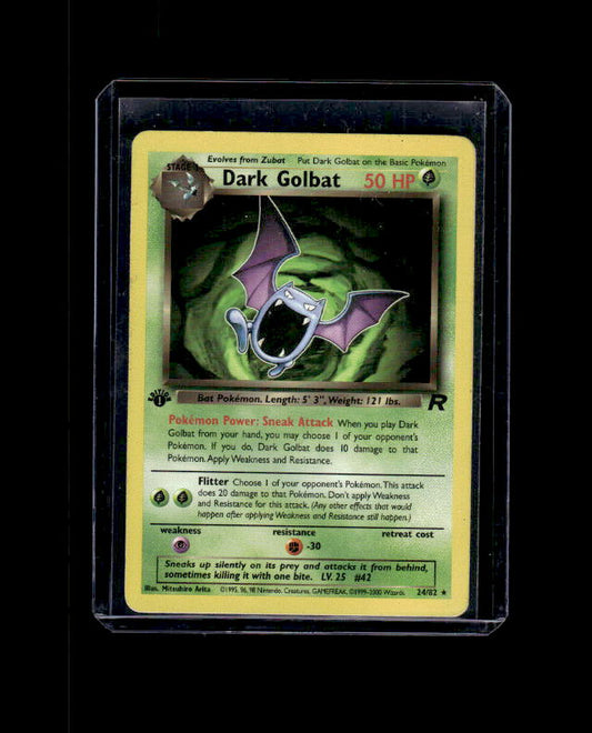 Dark Golbat (24) - Team Rocket #24/82 1st Edition Rare Raw Pokemon TCG