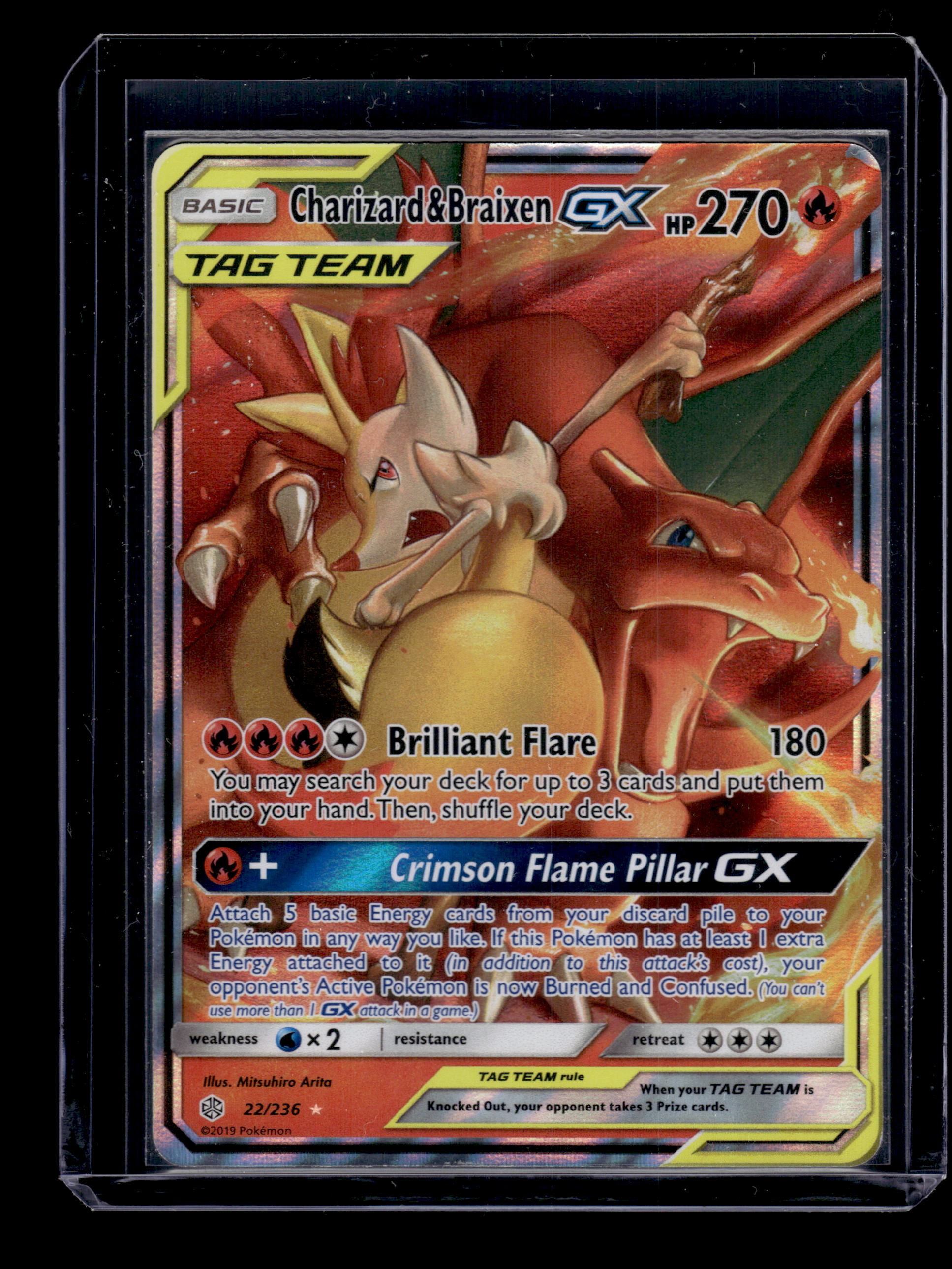 Charizard & Braixen GX - SM - Cosmic Eclipse #22/236 Holofoil Ultra Rare Raw