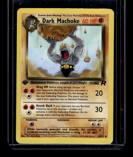 Dark Machoke - Team Rocket #40/82 1st Edition Uncommon Raw Pokemon TCG