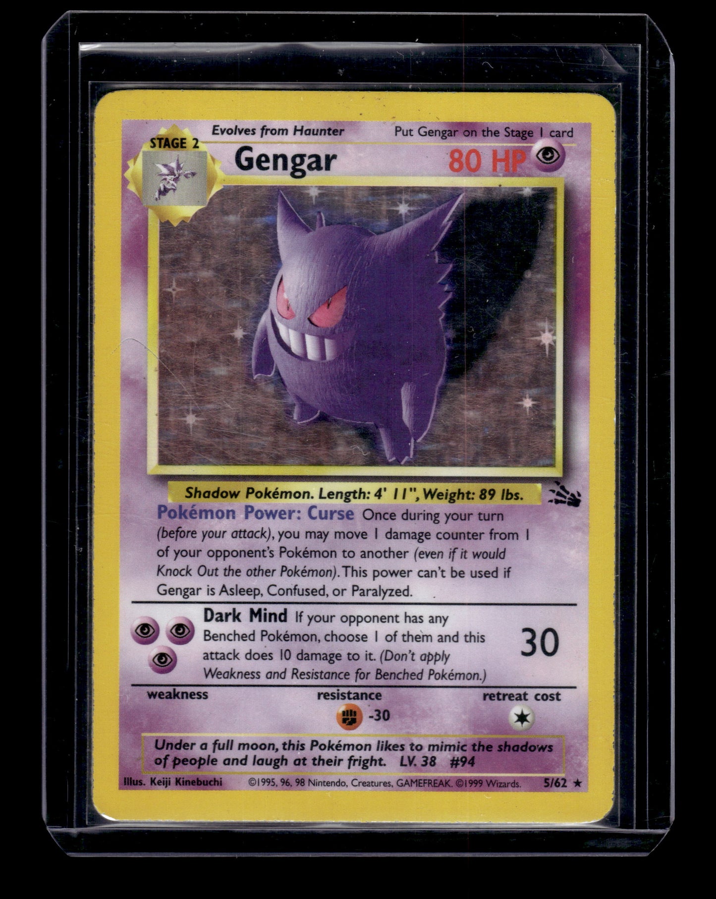 Gengar (5) - Fossil #05/62 Holo Rare Raw Pokemon TCG