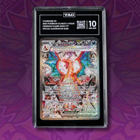 TAG - GEM MINT 10 - CHARIZARD EX 2023 POKÉMON SCARLET & VIOLET #223/197 OBSIDIAN FLAMES SPECIAL ILLUSTRATION RARE
