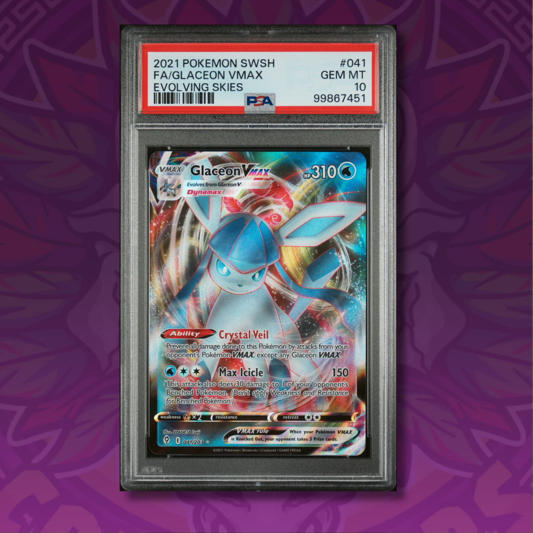PSA - GEM MT 10 - 2021 POKEMON SWORD & SHIELD EVOLVING SKIES #041 FA/GLACEON VMAX EVOLVING SKIES