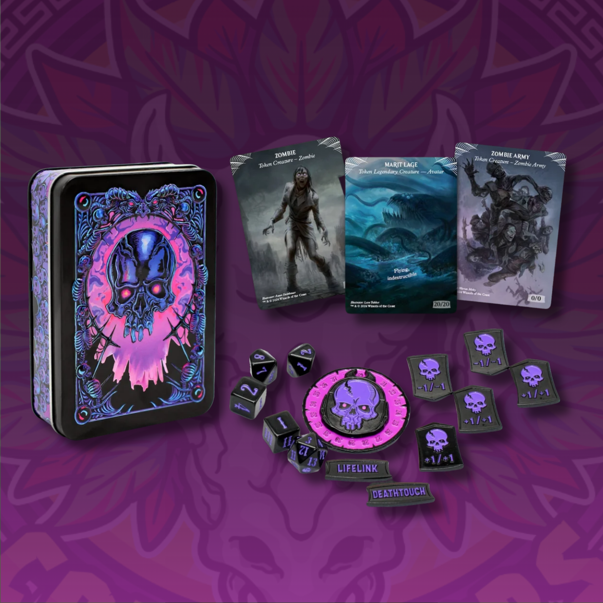 Beadle & Grimm’s MTG Black Mana Token Set – Metal Tokens, Dice & Counters