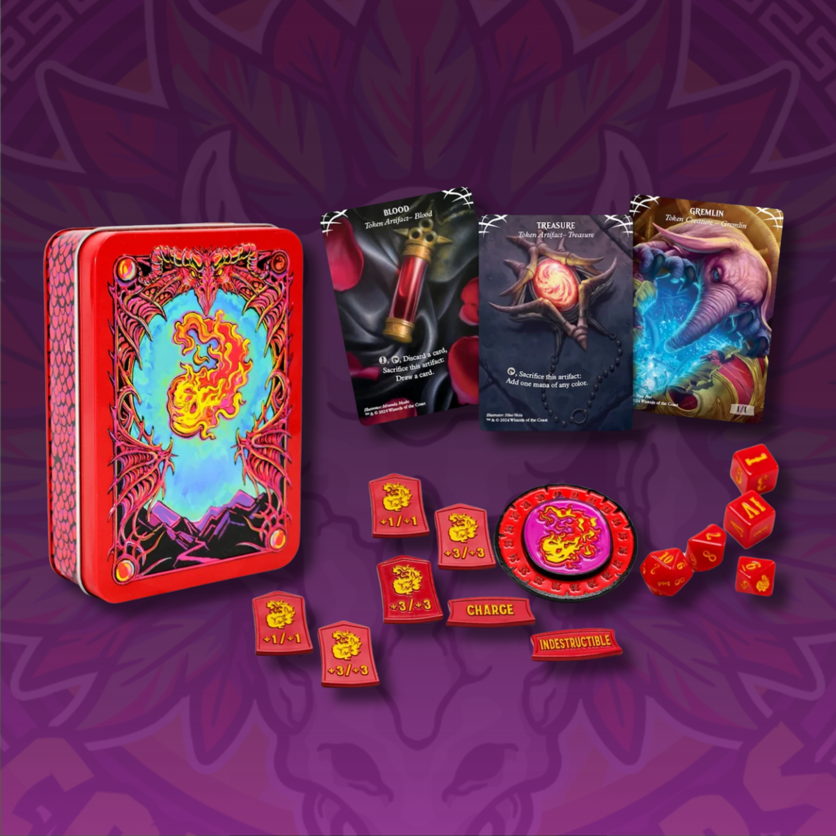 Beadle & Grimm’s MTG Red Mana Token Set – Metal Tokens, Dice & Counters